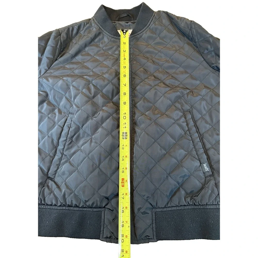Levi's Mens Diamond Quilted Black Full Zip Bomber Jacket Size M